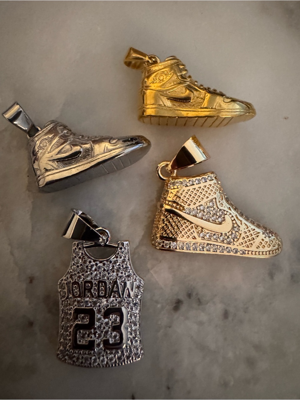 Gold and Silver Kids Sneaker Pendant Charms - Unbranded
